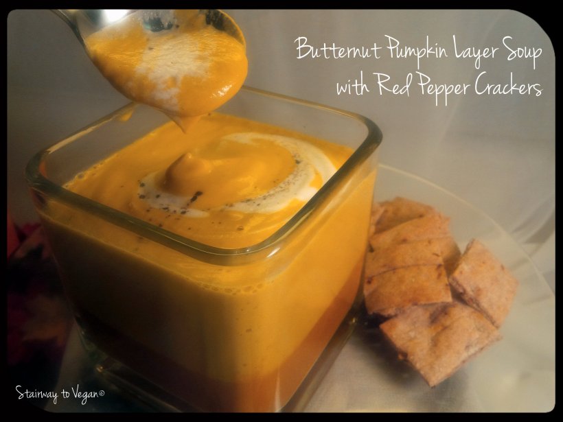 Butternut Pumpkin Layer Soup with Red Pepper Crackers 